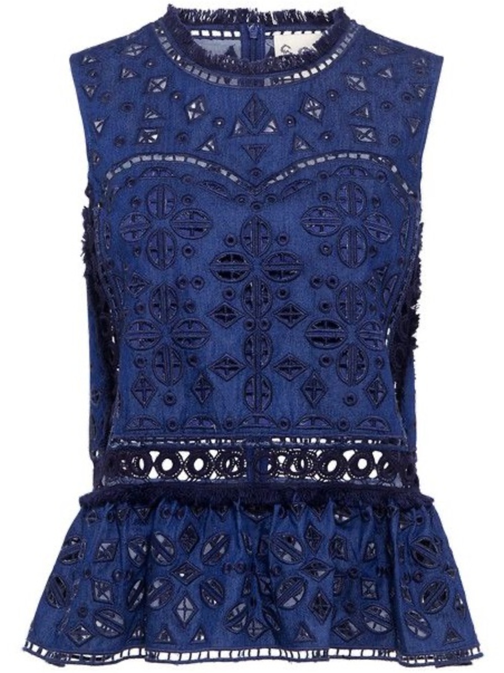 Sea New York Navy Blue Sleeveless Lace Peplum Top